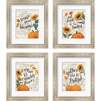 Framed 'Harvest Delight on White 4 Piece Framed Art Print Set' border=