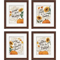 Framed 'Harvest Delight on White 4 Piece Framed Art Print Set' border=