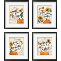 Framed 'Harvest Delight on White 4 Piece Framed Art Print Set' border=