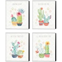 Framed 'Sweet Succulents  4 Piece Canvas Print Set' border=