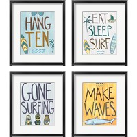 Framed 'Make Waves 4 Piece Framed Art Print Set' border=