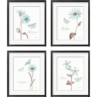 Framed 'Bits of Blue 4 Piece Framed Art Print Set' border=