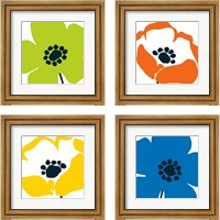 Framed 'Pop Art Floral  4 Piece Framed Art Print Set' border=