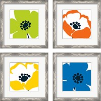 Framed 'Pop Art Floral  4 Piece Framed Art Print Set' border=