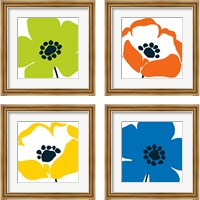 Framed 'Pop Art Floral  4 Piece Framed Art Print Set' border=