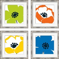 Framed 'Pop Art Floral  4 Piece Framed Art Print Set' border=