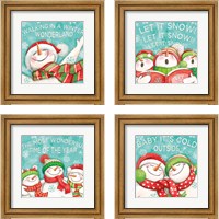 Framed 'Let it Snow 4 Piece Framed Art Print Set' border=