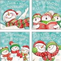 Framed 'Let it Snow 4 Piece Art Print Set' border=