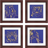 Framed 'Gilded Animal Blue 4 Piece Framed Art Print Set' border=