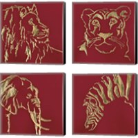 Framed 'Gilded Animal Red 4 Piece Canvas Print Set' border=