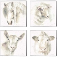 Framed 'Farm Friends Neutral 4 Piece Canvas Print Set' border=