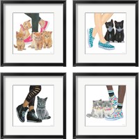 Framed 'Cutie Kitties 4 Piece Framed Art Print Set' border=