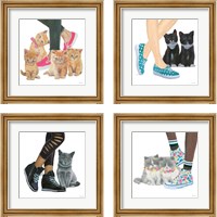 Framed 'Cutie Kitties 4 Piece Framed Art Print Set' border=