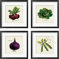 Framed 'Linen Vegetable 4 Piece Framed Art Print Set' border=