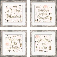 Framed 'Boss Ladies Pink 4 Piece Framed Art Print Set' border=