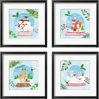 Framed 'Snow Globe Animals 4 Piece Framed Art Print Set' border=