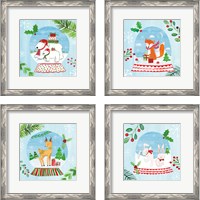 Framed 'Snow Globe Animals 4 Piece Framed Art Print Set' border=