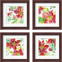 Framed 'Poinsettia Pretty 4 Piece Framed Art Print Set' border=