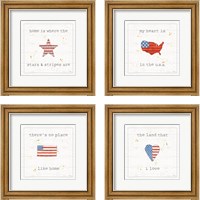 Framed 'USA Cuties 4 Piece Framed Art Print Set' border=