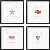 Framed 'USA Cuties 4 Piece Framed Art Print Set' border=