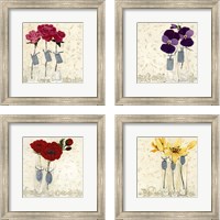 Framed 'Inspired Flower 4 Piece Framed Art Print Set' border=