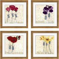 Framed 'Inspired Flower 4 Piece Framed Art Print Set' border=