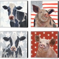 Framed 'Patriotic Farm 4 Piece Canvas Print Set' border=