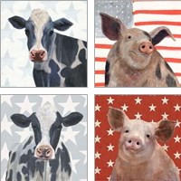Framed 'Patriotic Farm 4 Piece Art Print Set' border=