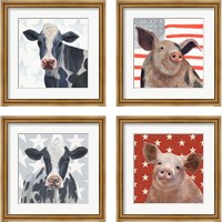 Framed 'Patriotic Farm 4 Piece Framed Art Print Set' border=