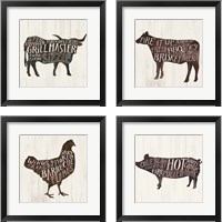 Framed 'Farmhouse BBQ 4 Piece Framed Art Print Set' border=