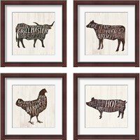 Framed 'Farmhouse BBQ 4 Piece Framed Art Print Set' border=