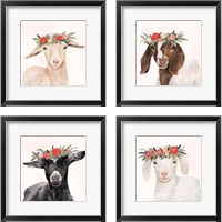 Framed 'Garden Goat 4 Piece Framed Art Print Set' border=