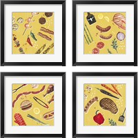 Framed 'Throw it on the Grill 4 Piece Framed Art Print Set' border=