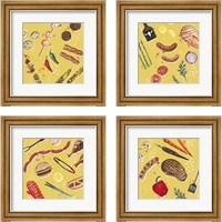 Framed 'Throw it on the Grill 4 Piece Framed Art Print Set' border=