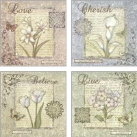 Framed 'Word Inspiration 4 Piece Art Print Set' border=