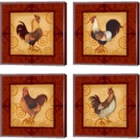 Framed 'Decorative Rooster 4 Piece Canvas Print Set' border=