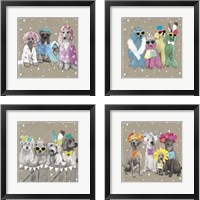 Framed 'Fancypants Wacky Dogs 4 Piece Framed Art Print Set' border=