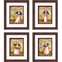 Framed 'Chefs Bon Appetit 4 Piece Framed Art Print Set' border=