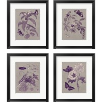 Framed 'Nature Study in Plum & Taupe 4 Piece Framed Art Print Set' border=