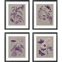 Framed 'Nature Study in Plum & Taupe 4 Piece Framed Art Print Set' border=