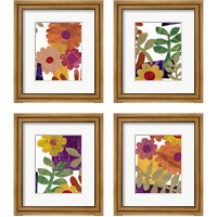 Framed 'Fiesta Floral  4 Piece Framed Art Print Set' border=