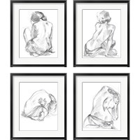 Framed 'Sitting Pose 4 Piece Framed Art Print Set' border=