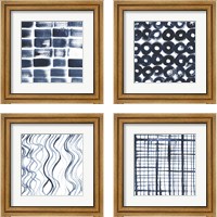 Framed 'Indigo Ripple 4 Piece Framed Art Print Set' border=