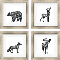 Framed 'Wise Walker 4 Piece Framed Art Print Set' border=