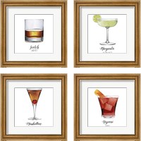 Framed 'Classic Happy Hour 4 Piece Framed Art Print Set' border=