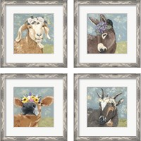 Framed 'Farm Fun 4 Piece Framed Art Print Set' border=