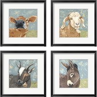 Framed 'Farm Life Animal 4 Piece Framed Art Print Set' border=