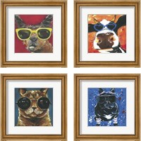 Framed 'Dapper Animal 4 Piece Framed Art Print Set' border=