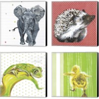 Framed 'Animal Baby 4 Piece Canvas Print Set' border=