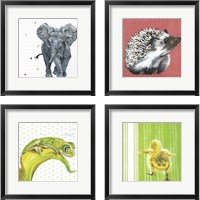 Framed 'Animal Baby 4 Piece Framed Art Print Set' border=